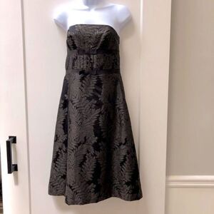 Ann Taylor strapless‎ black and copper silk brocade a-line dress woman’s size 2
